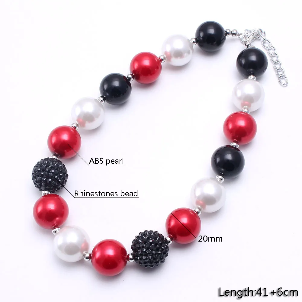 MHS.SUN 2PCS Pearl Beads Baby Kid Chunky Necklace Red+Black Color Girl Kids Bubblegum Bead Children Jewelry | Украшения и
