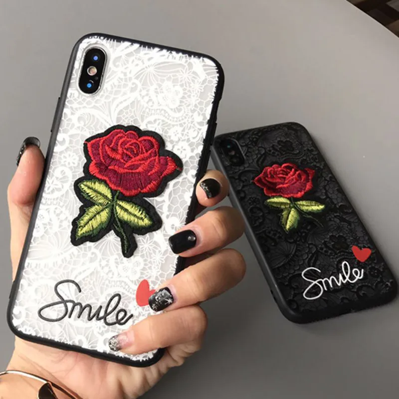 Luxury Lace Emboss Rose Phone Cases For Samsung Galaxy S6 s7 s8 s9 Plus PC Fashion Cute Unicorn Back Cover Note 8 note 9 |