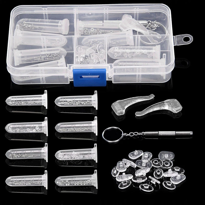 

1Set Popular Eyeglass Sun Glasses Nose Pad Optical watch Screwdriver Repair Screws Nut Tool Assorted Kit with Box