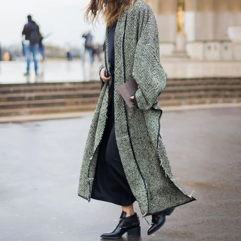 Женский твидовый Тренч TWOTWINSTYLE свободный с длинным рукавом и ассиметричным краем