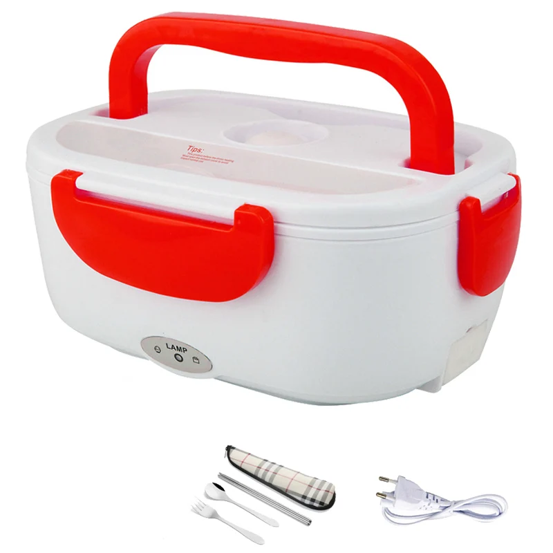 Red - Dinnerware 220 В ЕС вилка Электрический Подогрев Bento Box пластик для офиса и дома подогреватель риса пищевые контейнеры белые детские Ланч-боксы с сумкой столовая посуда - Цвет: Red - Dinnerware