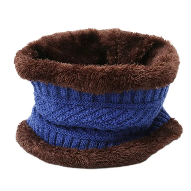 blue Scarf Новая вязаная зимняя шапка, шарф вязаные шапочки мужские зимние шапки вязаные шапки капот мужские и женские шапочки повседневные шеи теплые - Цвет: blue Scarf