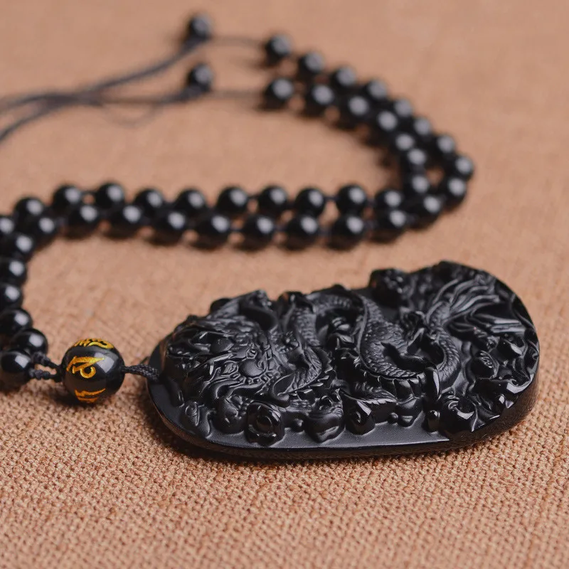 

RongDe Drop Shipping Black Obsidian Dragon Necklace Pendant Jade Pendant Jewelry Fine Jewelry