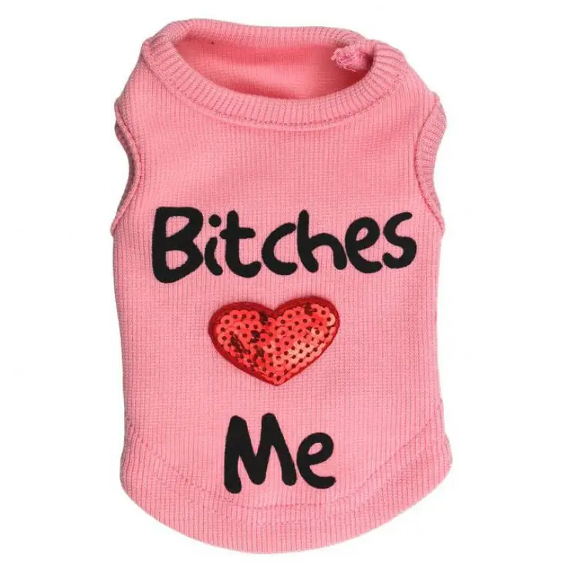 2017 Хлопок Весна/Лето дешево одежда для домашних животных собак буквы суки Love Me