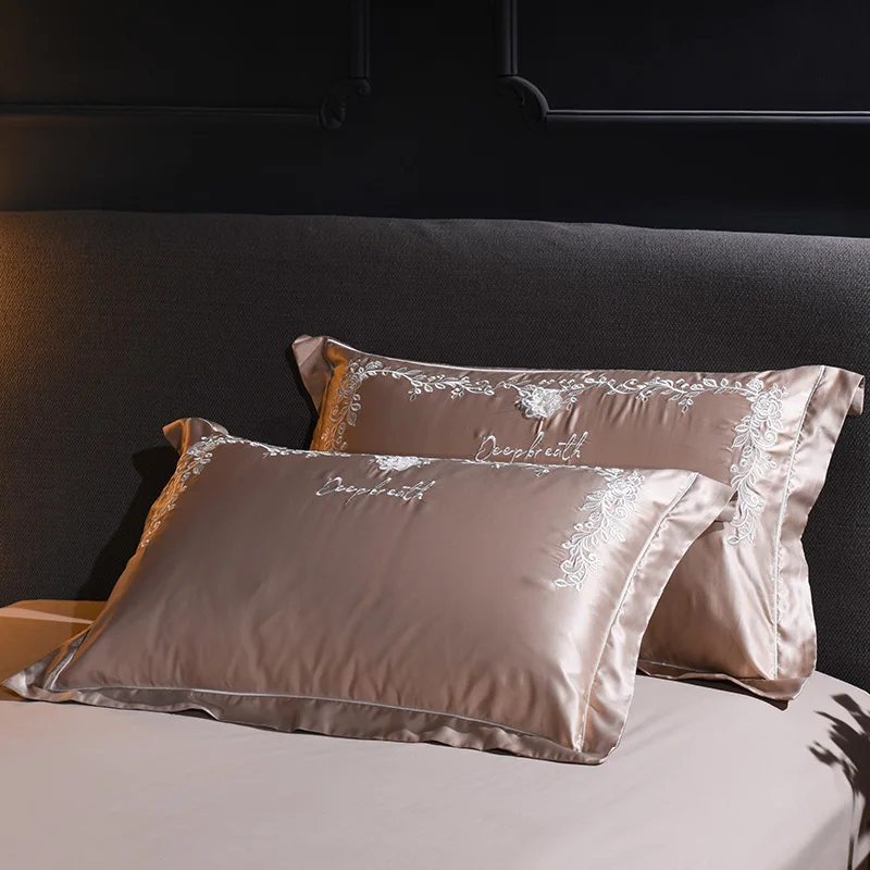 Luxury Bedding Set embroidery Bed champagne Sheet two-sided Duvet Cover Queen King Size Linen | Дом и сад