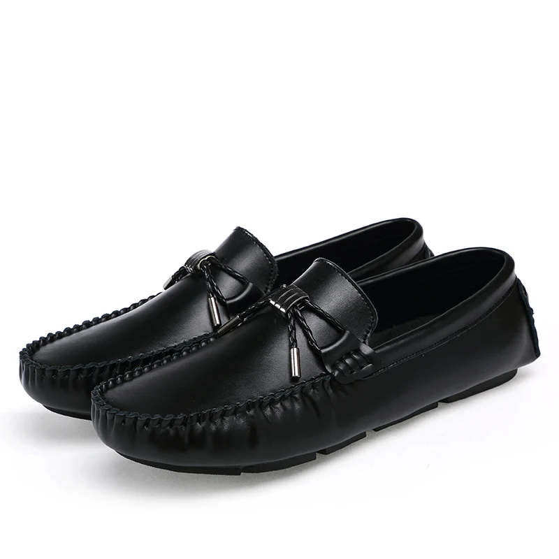 JKPUDUN Genuine Leather Mens Loafers Luxury Brand 2018 Fashion Handmade Moccasins Men Casual Shoes Black Slip on Men's Boat Shoe | Обувь