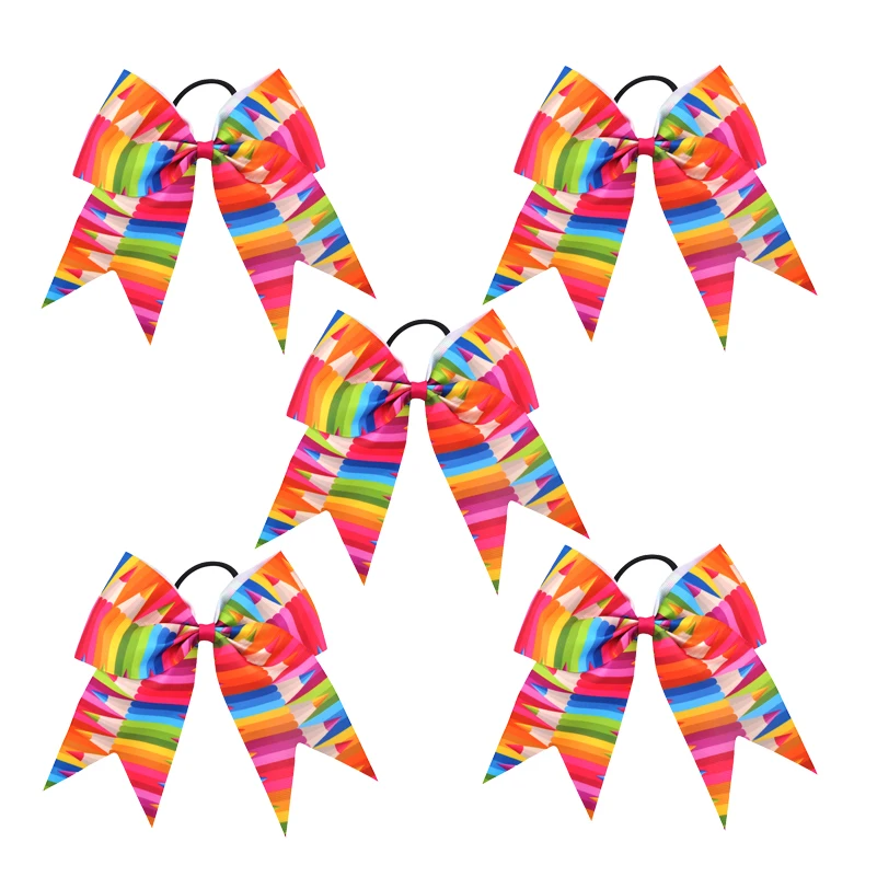 Женская разноцветная эластичная лента для волос с бантом 5 цветов 7