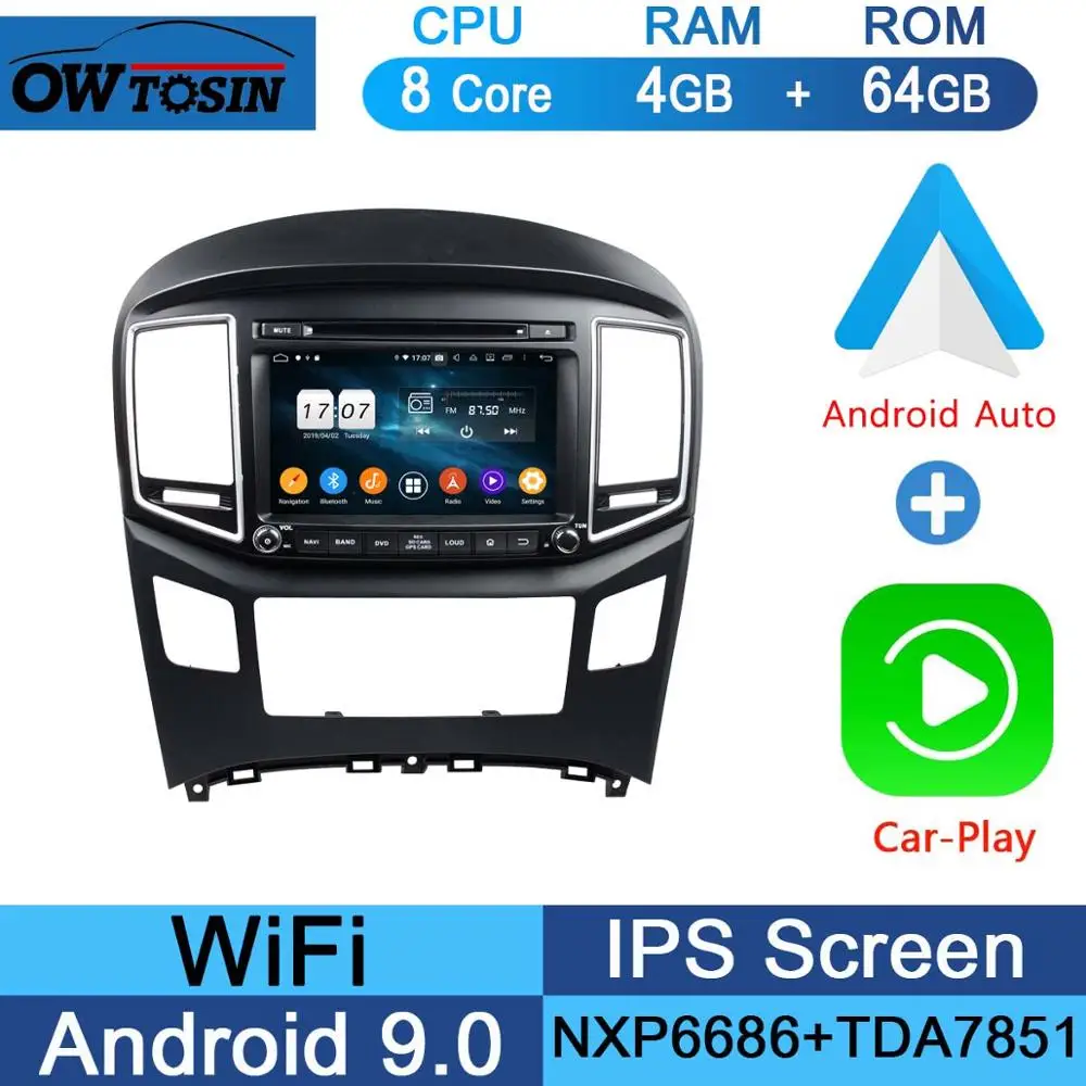 64G CarPlay Android " ips 1920*1080 8 ядерный 4 Гб+ 64 Гб rom Android 9,0 автомобильный dvd-плеер для hyundai H1 Grand Starex DSP радио gps Parrot BT - Цвет: 64G CarPlay Android