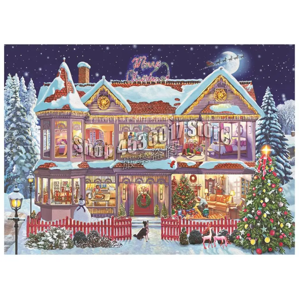 

Diamond Painting Cross Stitch Getting Ready Christmas 5D Diamond Embroidery Houses DIY Full square Diamond Mosaic Needlework