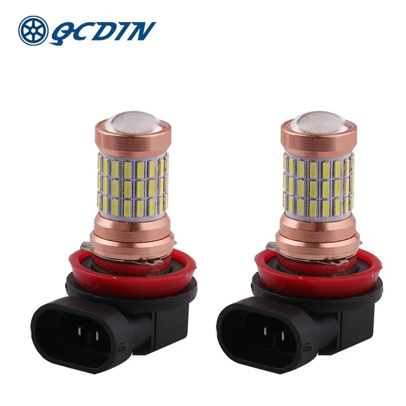 

QCDIN 2Pcs 3.84W Car Headlight Auto Headlamp Light Bulb Fog Lights White 7000K-8000K 1440LM DC12V-24V Car Accessories