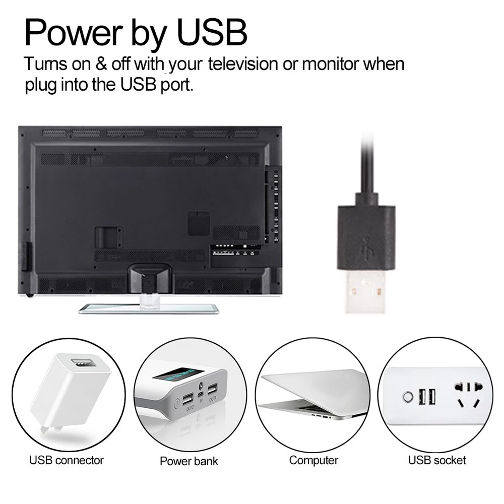 USB DC 5 В светодиодный RGB ленточный светильник ТВ фоновый светильник ing SMD5050 DC 5 В гибкий светодиодный светильник 50 см 1 м 2 м 3 м DIY декоративная лента