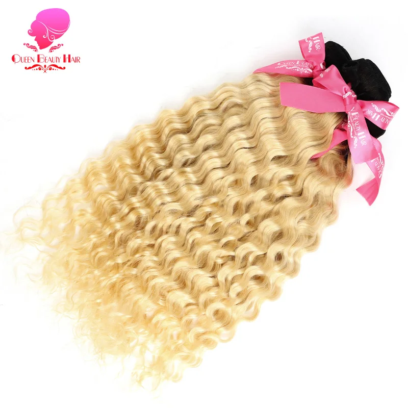 QUEEN 1B/613 Ombre блонд два тона Dook корни Remy человеческие волосы бразильская глубокая