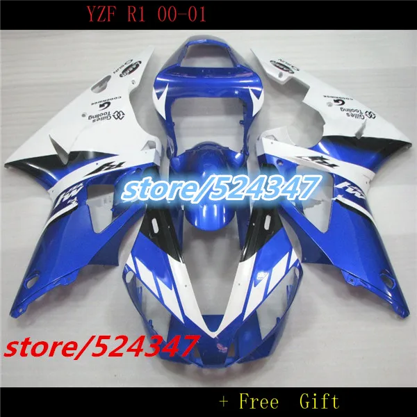 

Hey-Blue white Fairing For YZF-R1 R1 YZFR1 00 01 YZF1000 *99263 Blue black 2000 2001 YZF 1000 YZF R1 00-01 for Yamaha