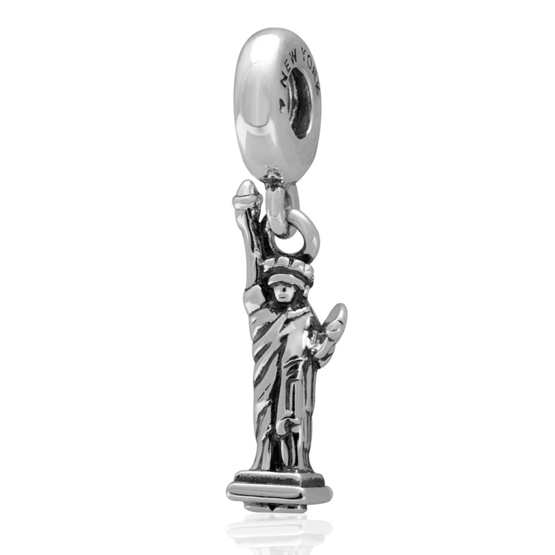 Statue Of Liberty Sambaah я люблю путешествовать Глобус Париж Сиднея талисманы 925 пробы Серебряный туристический Резорт бусины подходят Pandora путешествия Праздник Браслет - Цвет: Statue Of Liberty