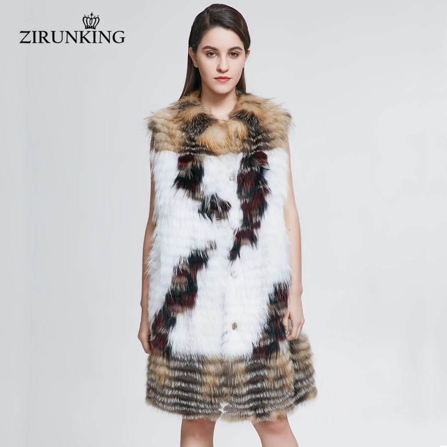 ZIRUNKING/Модная шуба из натурального Лисьего меха женский жилет женские жилеты с