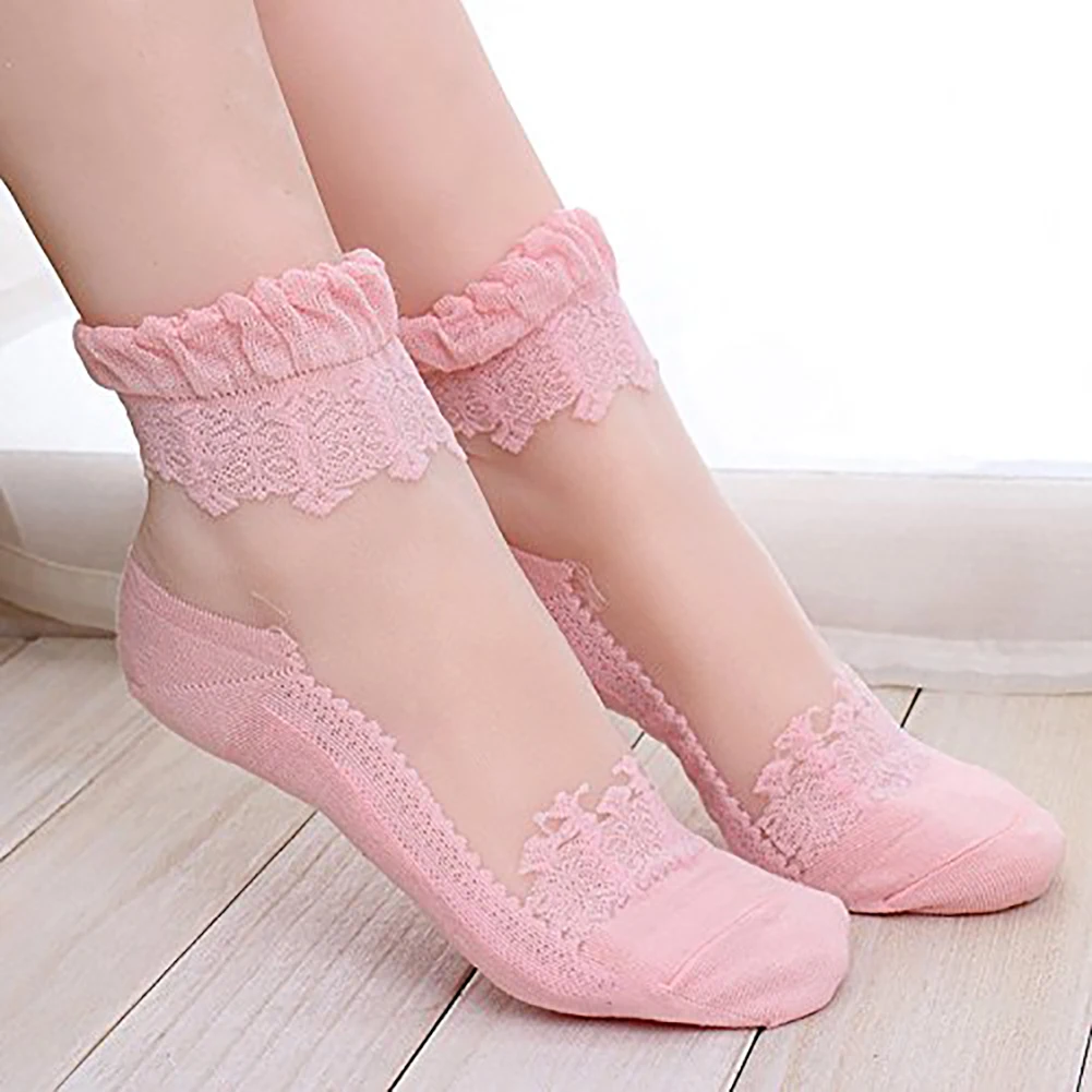 3 Color Ultra Thin Lace Transparent Ankle Sock Summer Breathable Gothic Women Elastic Short Socks Mujer Calcetines Hosiery | Женская
