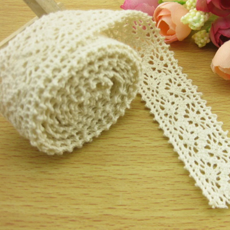 1 Meter DIY Handmade Patchwork Christmas Ribbons Cotton Material Lace Ribbon Beige Color Sewing Accessory | Дом и сад