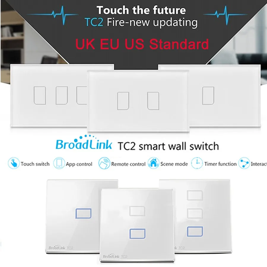 Broadlink TC2 1gang/2gang/3 Gang UK/EU/us touch RF433 переключатель Умный дом автоматизации