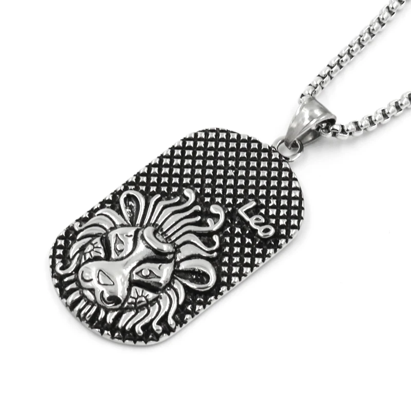 Подвески в стиле панк с 12 созвездиями для мужчин ожерелье из нержавеющей стали