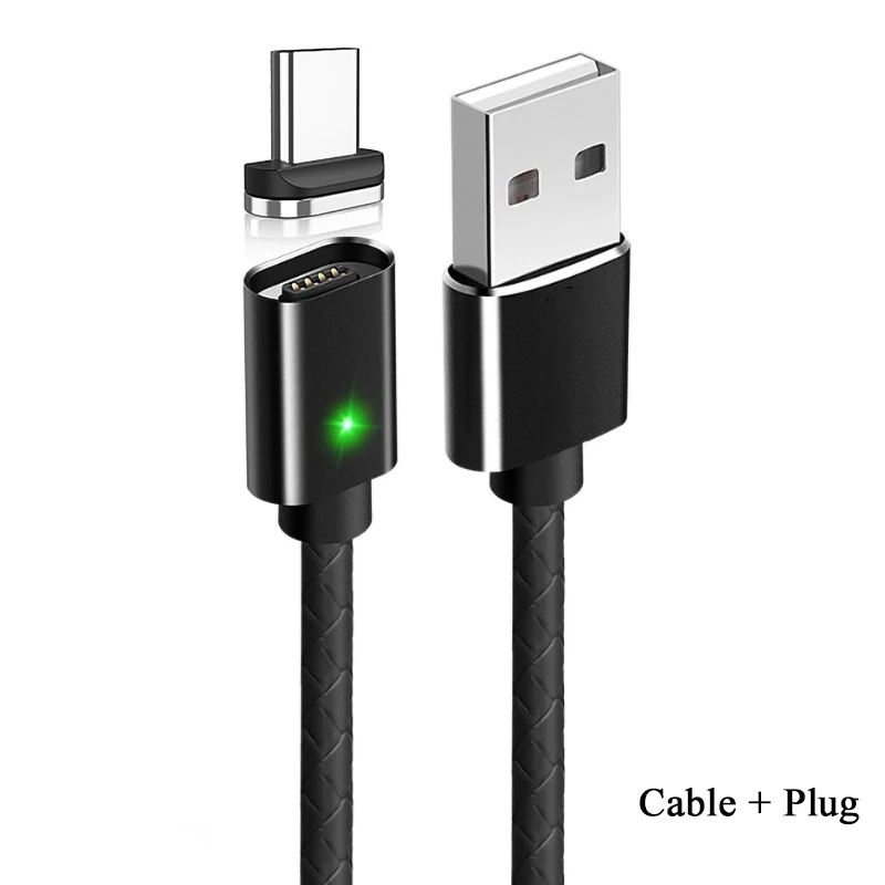 Черный QC3.0 Магнитный USB кабель для мобильного телефона type C Micro USB 8-контактный кабель для iPhone 8 samsung Xiaomi Быстрая зарядка 1 м шнур для зарядного устройства - Цвет: Черный