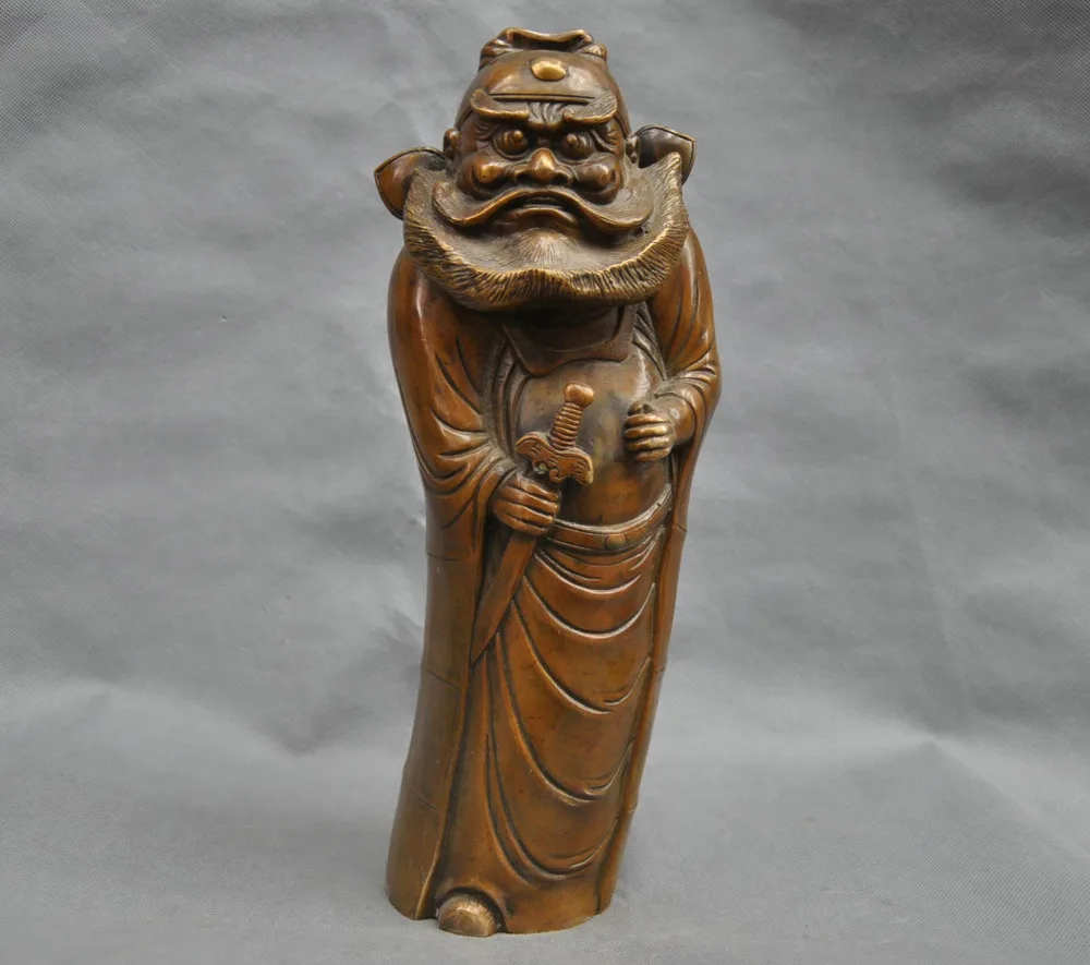 14 &quotКитайская мифология Изгоняющий Чжун Куй забой дьявол бронзовая статуя|china