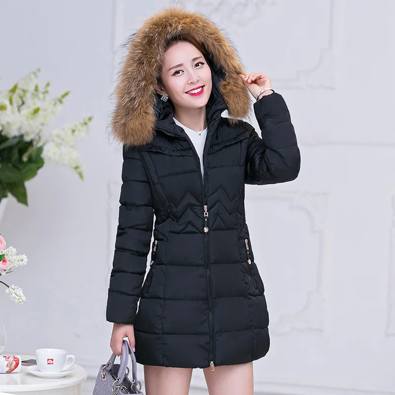 Parka Winter Jacket Women 2017 Female Down Women's Coat Long Cotton Padded Thicken Fur Hooded Clothing | Женская одежда
