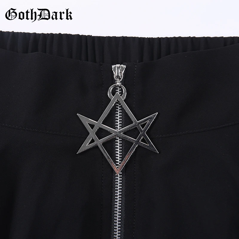 Женская длинная сетчатая юбка Goth Dark, черная готическая юбка на молнии, асимметричная прозрачная юбка с пентаграммой