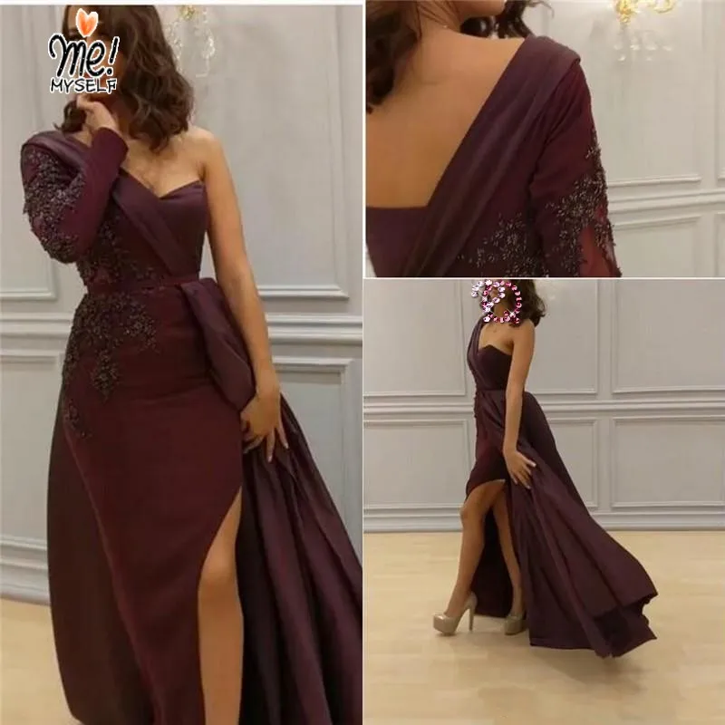 

Elegant Evening Dresses Women One Shoulder Long Evening Gowns Appliques abiye abendkleider vestido de festa longo Robe De Soiree