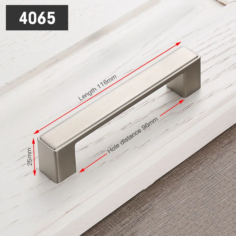 Handle-4065-96S KAK простые современные Серебристые дверные ручки из цинкового сплава элегантные ручки для выдвижных ящиков Ручки для кухонного шкафа оборудование для обработки мебели - Цвет: Handle-4065-96S