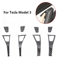 for tesla model 3 17 22 carbon fiber pattern abs door lock protection cover 8pcs