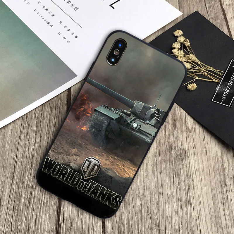 Мягкий силиконовый черный чехол для телефона world of танки iPhone 6 6plus 7 8plus 5 5S 5C SE X XS XR Max