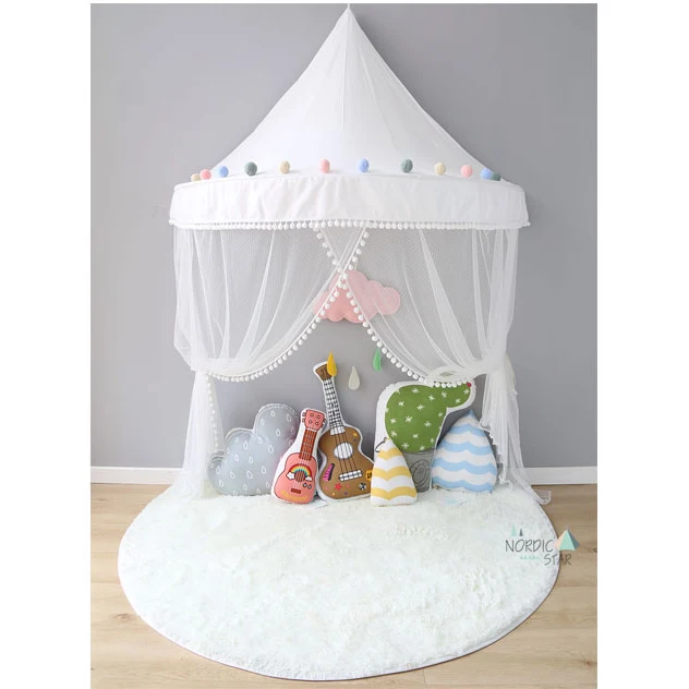 White Палатка для детской комнаты детская кровать навес Tipi Enfant Teepees для детского игрового дома палатка москитная сетка для детской кроватки украшения для дома - Цвет: White