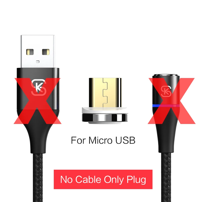 Магнитный кабель быстрой зарядки 3A QC 4,0 3,0 Micro usb type c 3 в 1 Дата для Iphone x samsung xiaomi Android SIKAI - Цвет: only pulg micro