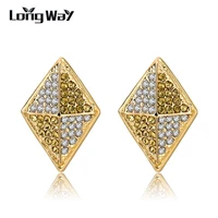 longway newest gold color rhinestone earrings geometric crystal stud earrings for girls luxury statement earrings ser150071