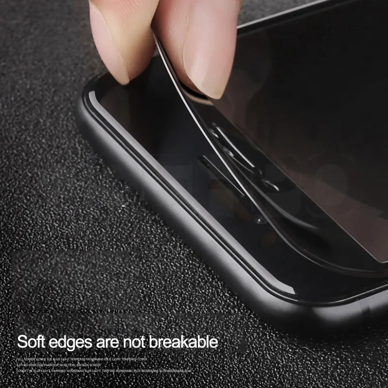 3D полное покрытие из закаленного стекла для iphone 6, 6 S, 7, 8 Plus, Защита экрана для iphone X, XR, XS Max, мягкое покрытие края, стеклянная пленка
