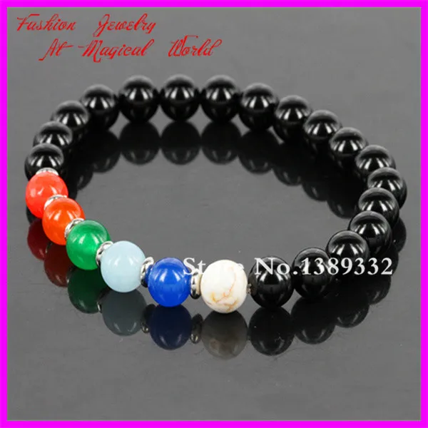 High Quality Black Onyx Beads Bracelet Mix Color Stretch Classical Yoga Meditation | Украшения и аксессуары