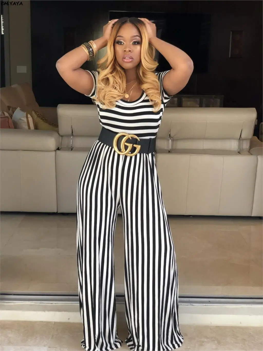 Женский свободный комбинезон с высокой талией Классический Повседневный в