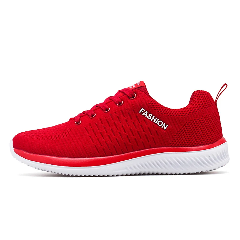 Новинка, амортизирующая мужская повседневная обувь из Вулканизированной Ткани, сетчатая плетеная Мужская обувь на плоской подошве, белые кроссовки для папы, черные уличные мужские кроссовки для прогулок - Цвет: White Red-4