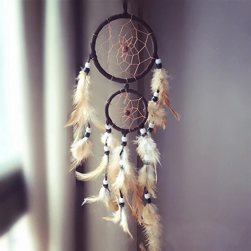 

Double Circle Dream Catcher with Feathers Hanging Decoration Bedroom Ornament