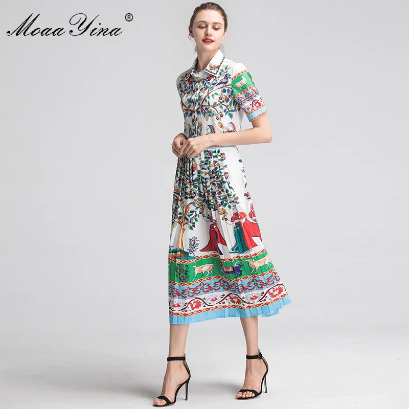 MoaaYina модельер Set Для женщин с коротким рукавом Кристалл цветочным принтом