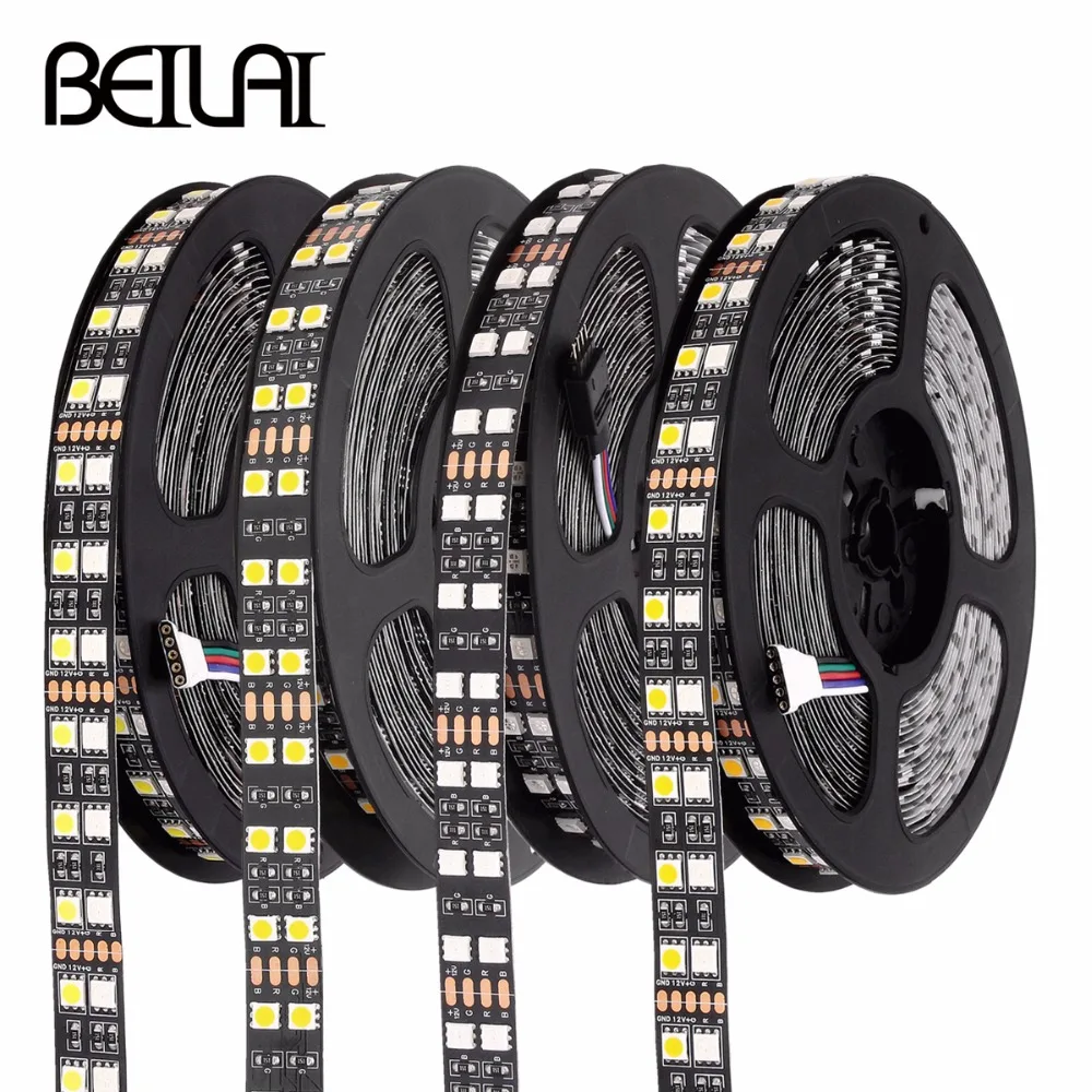Светодиодная лента RGB водонепроницаемая черная 5050 DC12 в 120 светодиодов/м