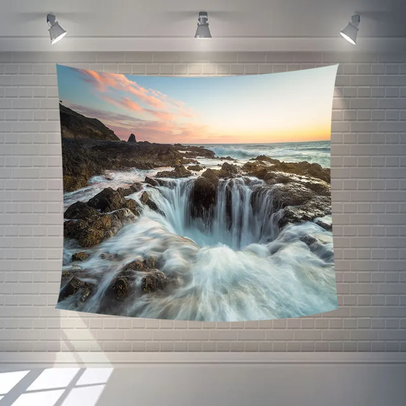 Рекламный 3D пейзаж стиль настенный гобелен Весна вода древний город освещение с