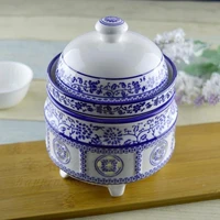 guci hotel club high grade blue white porcelain underglaze ceramic candle stew pot heating furnace birds nest stew bowl