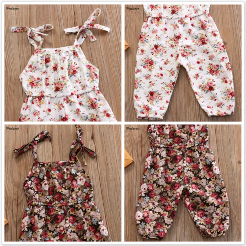Хлопковые комбинезоны с цветочным рисунком для новорожденных девочек детские