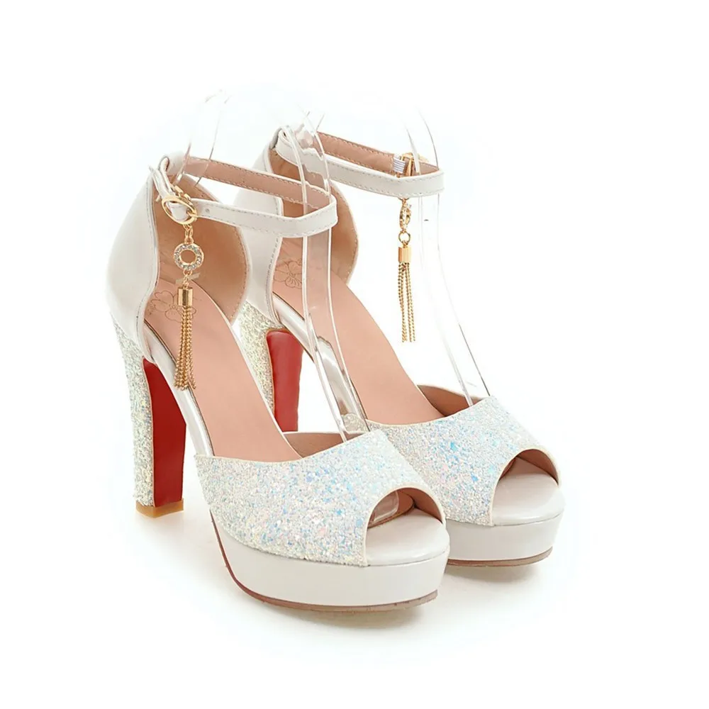 

Smeeroon new style spring autumn fashion extreme high heels platform sandals peep toe slip on shallow with buckle women shoes