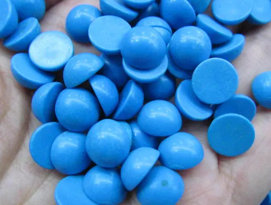 

high quality 100pcs 3 4 5 6 7 8 9 10 12mm Turquoise Gemmstone Round Coin Cabochon Blue Green beads