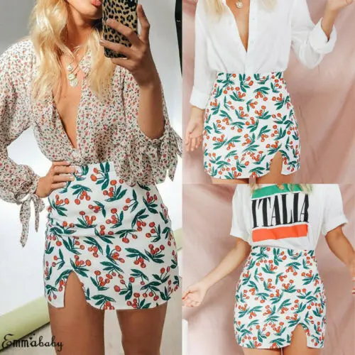 Женская облегающая пляжная юбка-карандаш с завышенной талией и цветочным