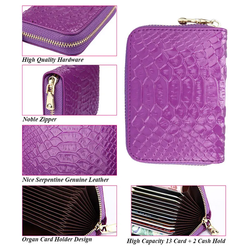 Кошелек женский из натуральной кожи под змеиную кожу на молнии|card case|credit card bagcard bag