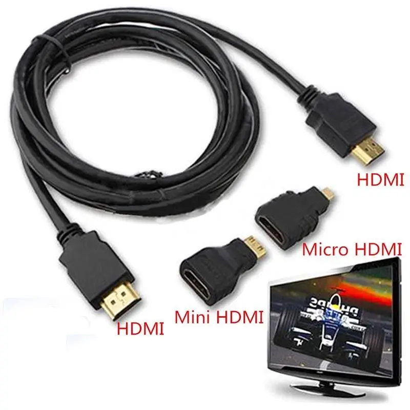 Full HD высокоскоростной кабель 3 в 1 Папа-папа Mini HDMI Micro 5 м для Xbox 360 HDTV 1080P Mobile и т. Д.