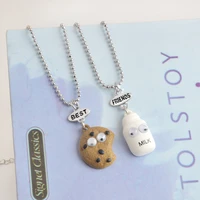 fashion new funny cookies milk necklace cute noodle cookies milk creative personality necklace pendant as a gift